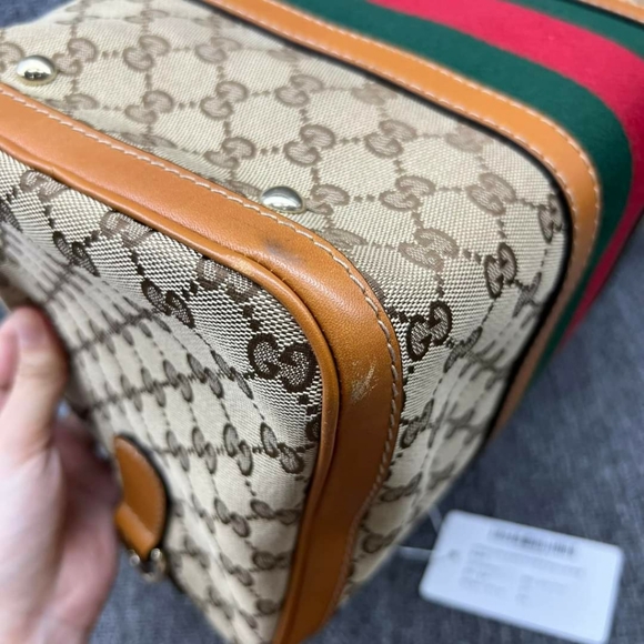 100% Authentic GUCCI Boston GG Cloth Satchel Bag - Picture 3 of 16